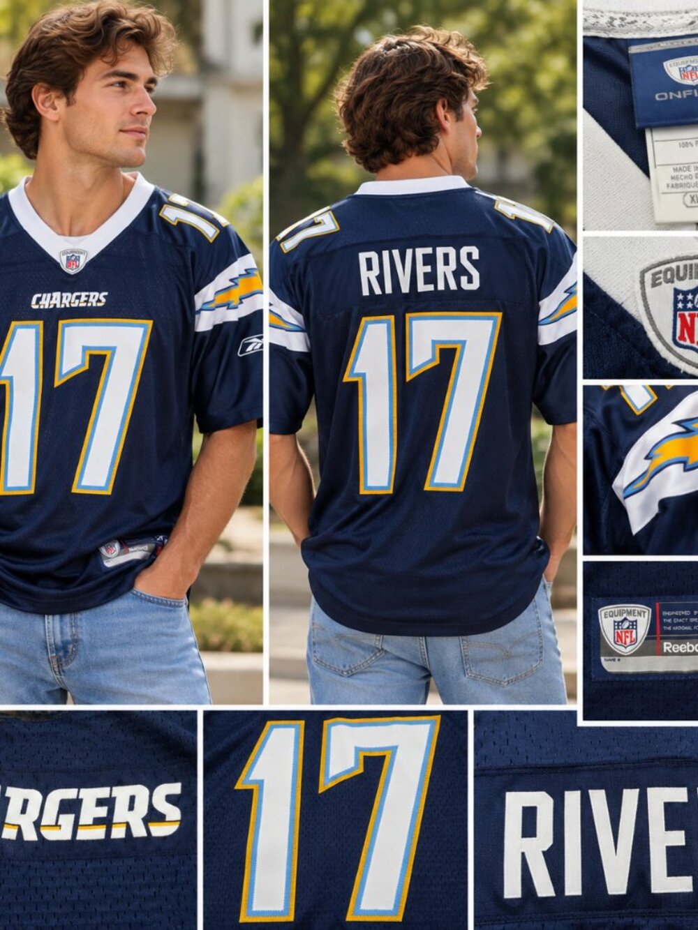 Reebok San Diego Chargers Philip Rivers #17 NFL Jersey – Men’s XL +2